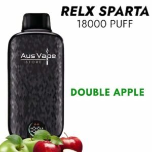 IMG_3062-600x1067-1jpg - Oz Vapor Store Relx Sparta vape device with apple imagery, advertising the Double Apple flavor (18000 puffs).