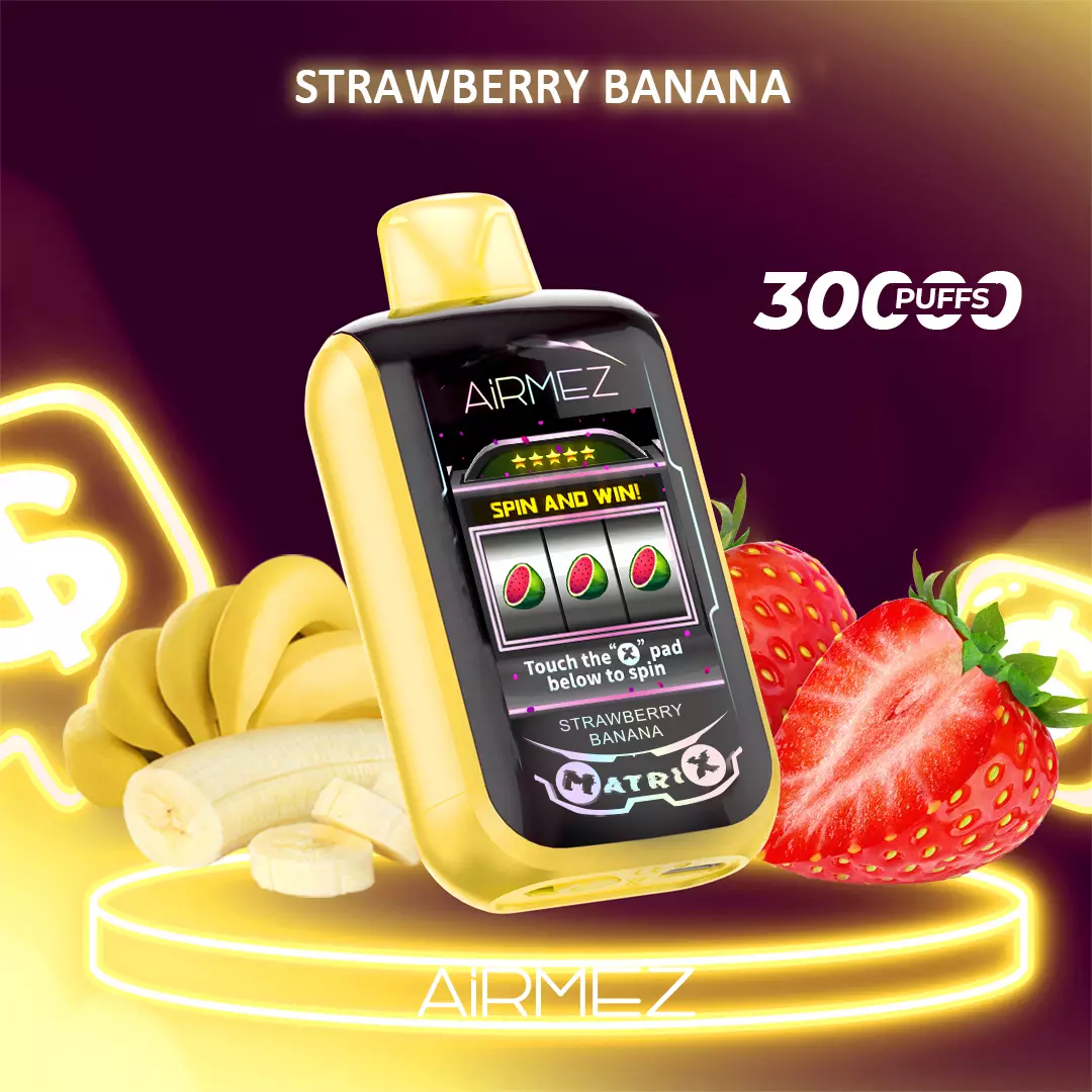 Airmez Matrix Pro 30000 Puffs Strawberry Banana - Oz Vapor Store Airmez Matrix Pro 30000 Puffs – Strawberry Banana