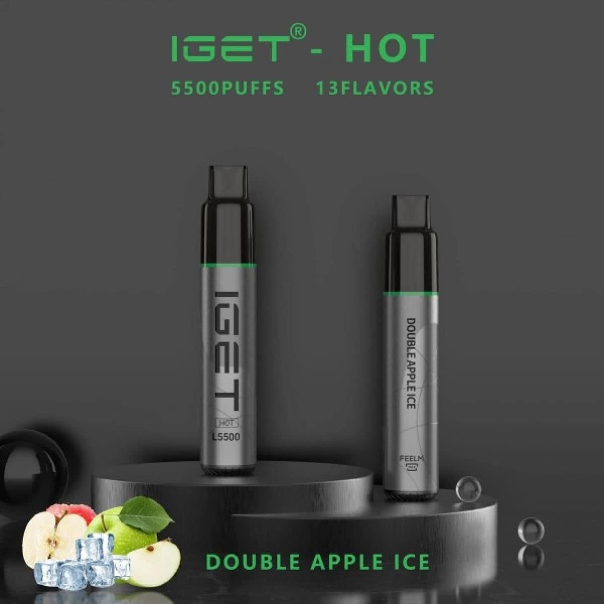 IGET HOT 5500 Puffs Double Apple Ice - Oz Vapor Store IGET HOT 5500 Puffs Double Apple Ice
