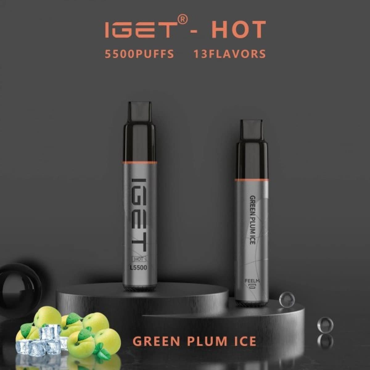 IGET HOT 5500 Puffs Green Plum Ice - Oz Vapor Store IGET HOT 5500 Puffs Green Plum Ice
