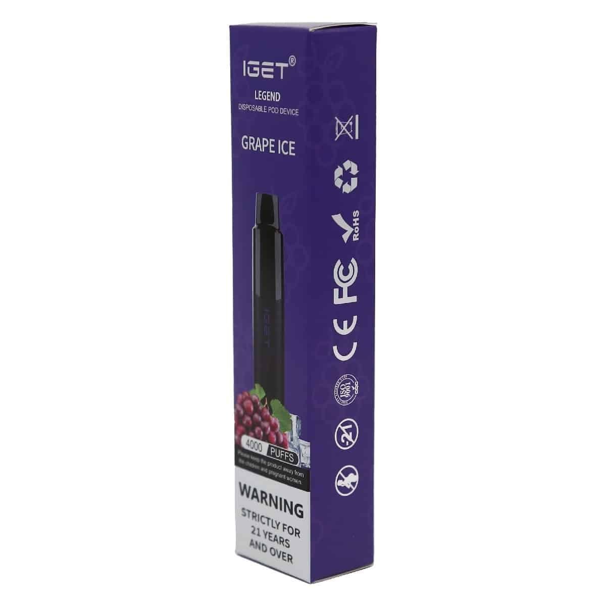 IGET Legend 4000 Puffs Grape Ice - Oz Vapor Store IGET Legend 4000 Puffs Grape Ice